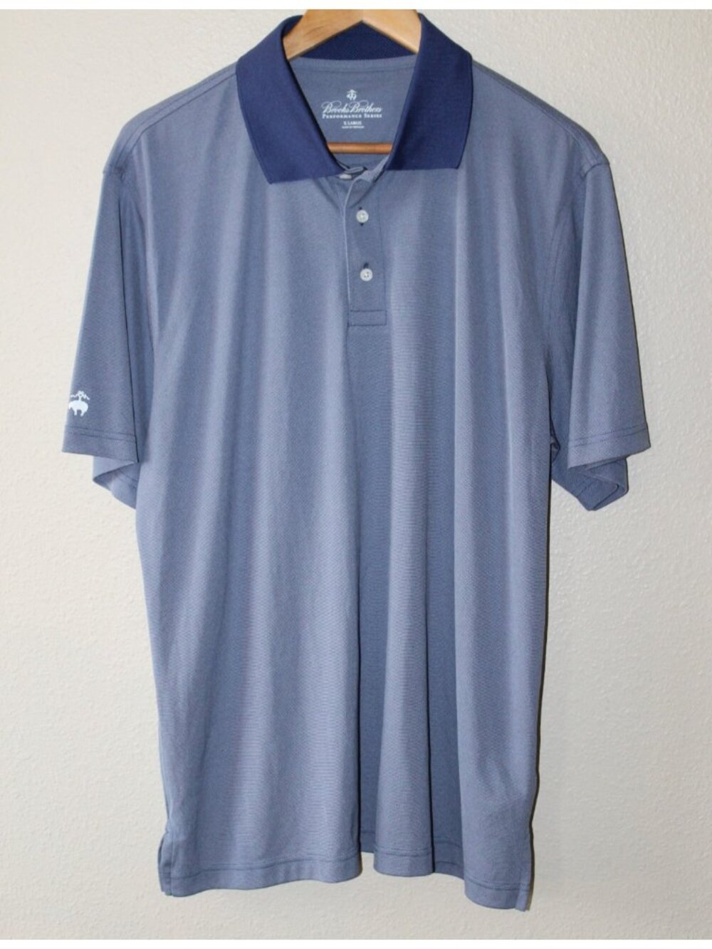 Brooks Brothers Performance Series Mens Blue Polo Short Sleeve XL